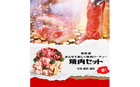 が23-10 鳥取県産 焼肉セット 1kg(３～５人前) 牛肉 豚肉 鶏肉 焼き肉 バーベキュー BBQ ファミリーセット