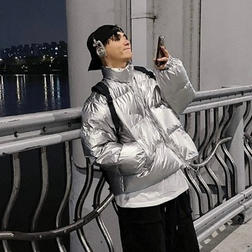 【20ss_select】韓國 Y3K未來感亮面羽絨外套 寬鬆短版麵包夾克 外套 亮面外套 Y2K 麵包外套 羽絨外套