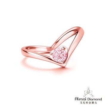 Alesai 艾尼希亞鑽石 粉紅鑽石 30分 14K 玫瑰金 彩鑽鑽戒 培育鑽石 (3EX 車工 粉鑽 FANCY VIVID PINK)