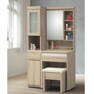 AS雅司 日向3尺橡木鏡台組合-含椅-91*46*170cm