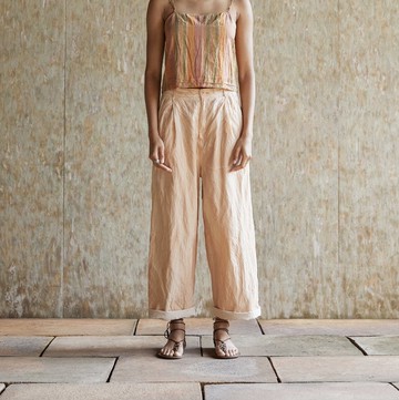 復古文青 純棉植物染褲子 做舊直筒休閒褲