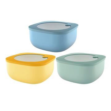 guzzini 常鮮盒淺身三件組 耐熱耐冷 適用冷藏冷凍微波 創新生物塑膠 可再生材料 質感設計 耐用不易破裂  大(1.9L) + 中(975ml) + 小(450ml)  1組