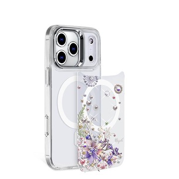 iPhone 17/16/15/14/13系列 可拆式磁吸片材彩鑽手機殼-祕密花園