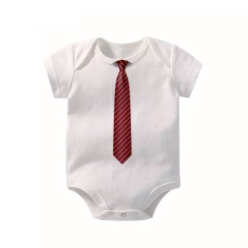 一秒變紳士-鋼鐵紳士領帶-短袖包屁衣