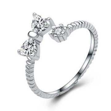 現貨+預購 925純銀戒指鑲鑽銀飾-韓版精緻蝴蝶結七夕情人節生日禮物女配件73an89【獨家進口】【米蘭精品】