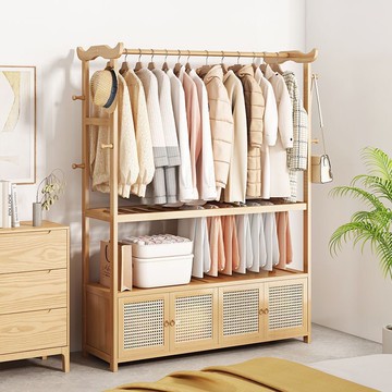 仿古家用落地立式多功能房間置物架出租屋收納架民宿客用衣帽架 幸福驛站