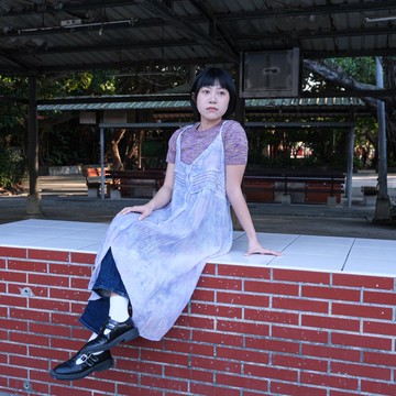 紫藤 手染細肩帶罩衫 輕薄外搭洋裝 職人手工染製