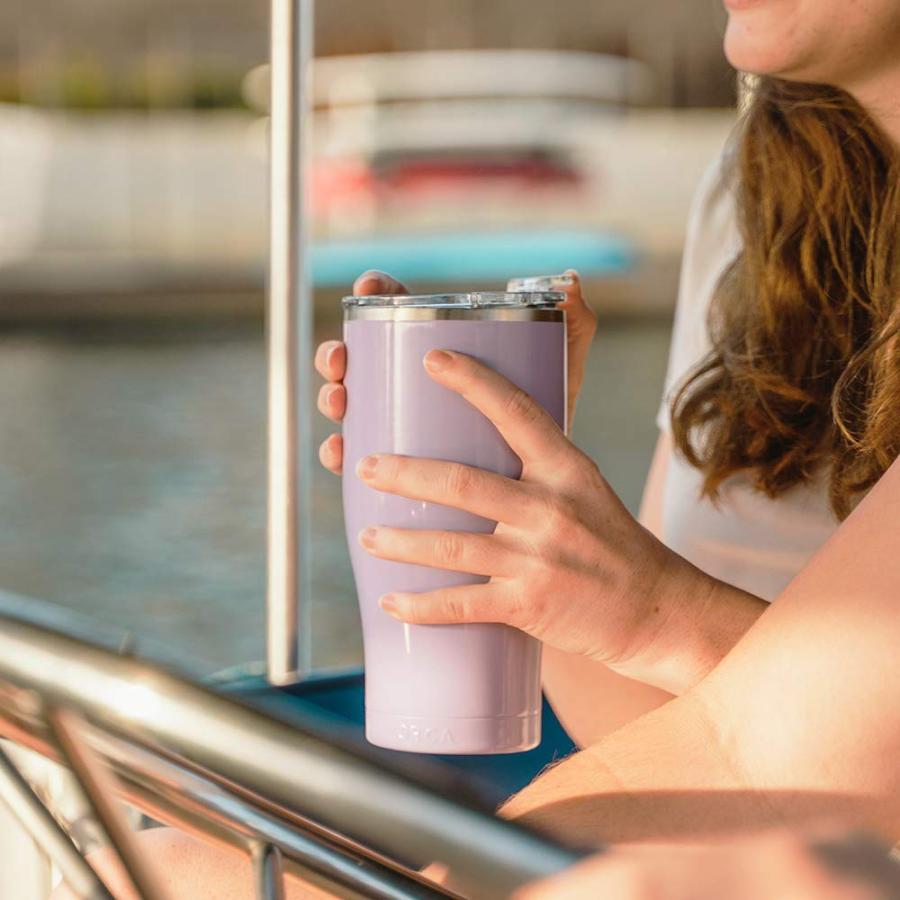 ORCA 27 OZ. INSULATED TUMBLER WITH LID FOR HOT AND COLD DRINKS, STAINLESS STEEL WITH WHALE TALE FLIP LID
