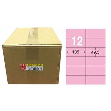 【龍德】A4三用電腦標籤 49.5x105mm \t粉紅色 1000入 / 箱 LD-832-R-B