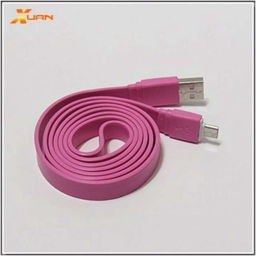 Micro USB 傳輸線(全品項) 彩色大麵條扁線-Micro USB通用傳輸充電線粉紅色