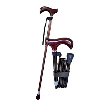 【海夫健康生活館】仲群維 醫療用手杖(未滅菌) 杏華 鋁製 折疊式單手拐 古銅色/黑色(7533)