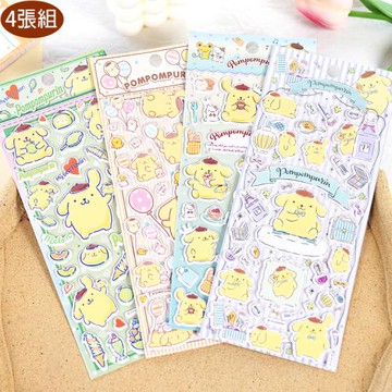 三麗鷗布丁狗立體泡泡貼紙泡棉立體卡通貼紙玩具4張組 495675(生日禮物 聖誕節 平輸品)【卡通小物】