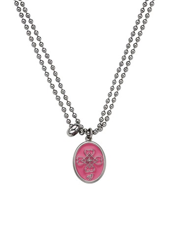 knit love necklace - pink