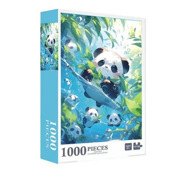 臺灣/✨ 拼圖 解壓玩具 高顔值草莓新款超萌拚圖1000片兒童成人益智風景動漫盒裝禮物熊貓