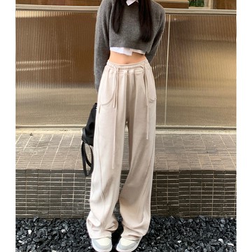 實拍2025秋冬新款寬鬆休閒闊腿棉褲運動褲女高街ins潮爵士香蕉褲