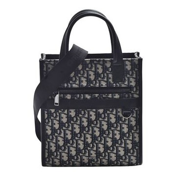 DIOR 經典SAFARI  NORTH-SOUTH 系列Oblique緹花帆布手提/斜背包(黑色)