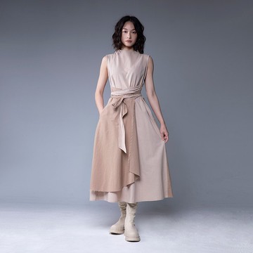 Aman No.45 經典仙女洋2號 木質拼色棉麻