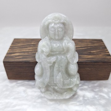 冰潤紫羅蘭站姿觀音吊墜 | 天然緬甸玉A貨翡翠