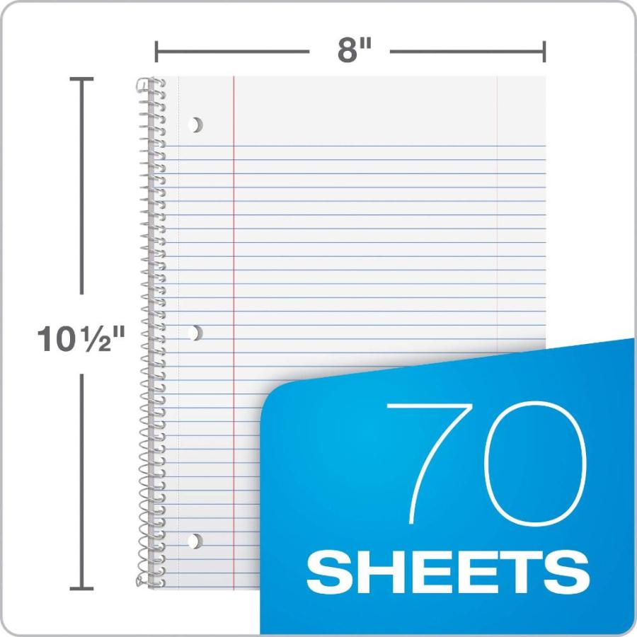 Oxford Spiral Notebooks, 1-Subject, College Ruled Paper, 70 Sheets, 24 per