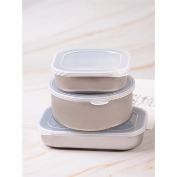 日本進口ECHO不銹鋼保鮮盒帶蓋密封碗長方形不銹鋼飯盒收納冷藏盒