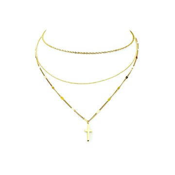 【SPARKMO】歐美時尚多層次十字架個性項鍊