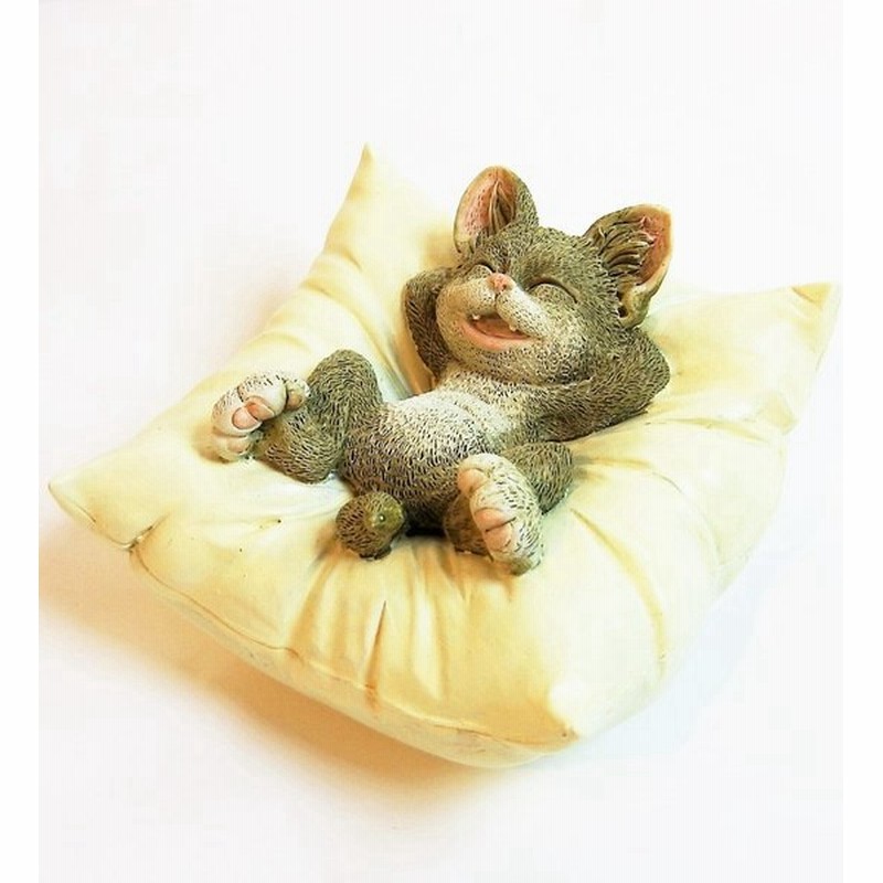 ネコ 置物 可愛い ねこオブジェ クッション くつろぎネコ ポリストーン 通販 Lineポイント最大0 5 Get Lineショッピング