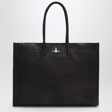 Troy tote bag in dark brown leather