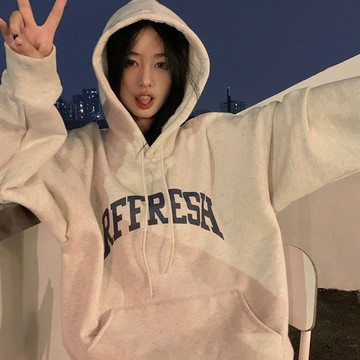 TGNS 純棉連帽衛衣 大學t 薄衛衣 oversize 大學t 長袖 秋冬上衣 字母印花 潮流衣服 刷毛 衣服女