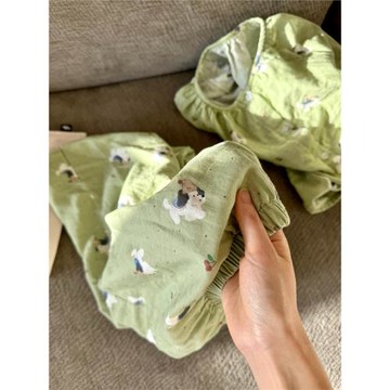 Sin Glee 卡通小狗印花長袖睡衣女春秋季新款長褲大碼家居服套裝