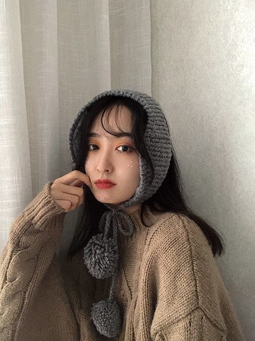 可愛ins耳罩保暖女冬季韓版毛線系帶針織護耳捂耳耳帽耳朵套耳包1入