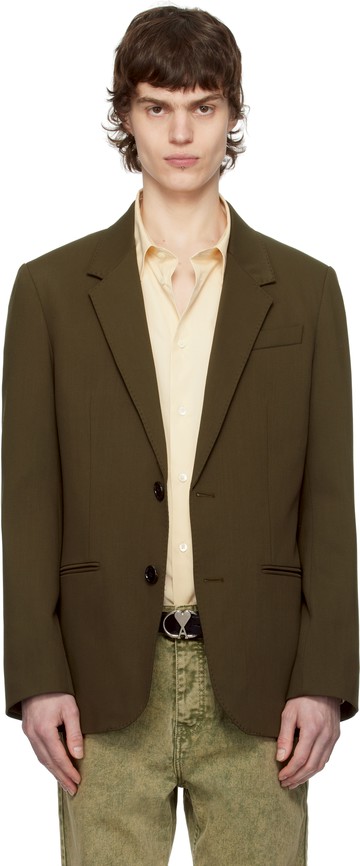 AMI Paris 卡其色 Wool Semi-Lined 西装外套