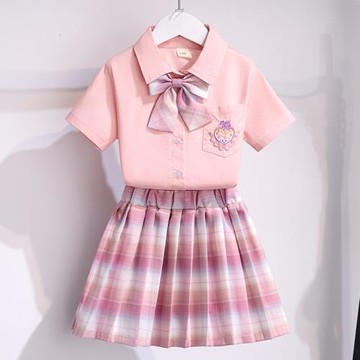 jk制服套裝女童夏季正版學院風百褶裙小學生兒童洋氣時髦連衣裙子