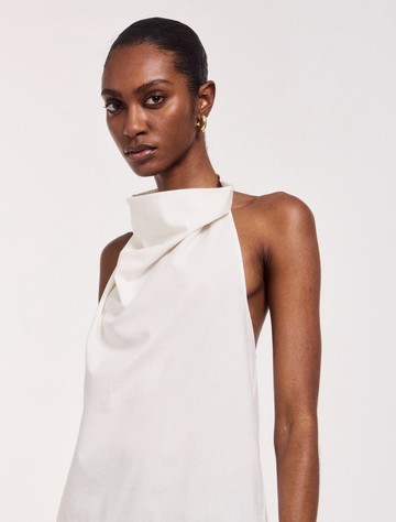 Avery Scarf Top in Off White - Organic Cotton Viscose Ninety Percent