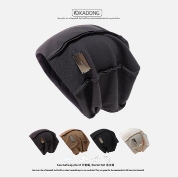 月子帽子女冬季潮款大頭圍包頭帽冷帽春秋深灰顯臉小針織堆堆帽男