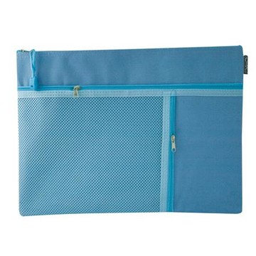 COX三層多功能網格拉鍊袋/B5/363H/藍