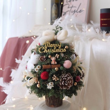 可愛小熊雪松聖誕樹紅粉色裝飾 永生聖誕樹 聖誕節裝飾 聖誕禮物