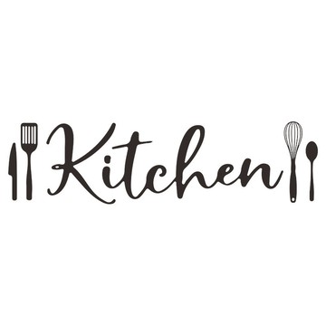 廚房英文標語kitchen刀叉家居牆面裝飾牆貼畫 自粘QT1173