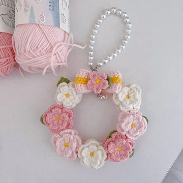 台灣現貨 毛線 編織 DIY 山茶花 手機 包包 吊飾 手作 手做 閨蜜 禮物 生日禮物 畢業禮物 KH0008