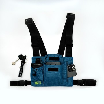 【寶特瓶紗】台灣製防潑水多功能工裝背心包-摩藍