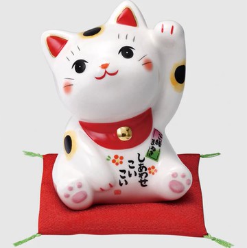 日本製【薬師窯】瀨戶純手工錦彩招福貓(招人緣)Ykcat-7809