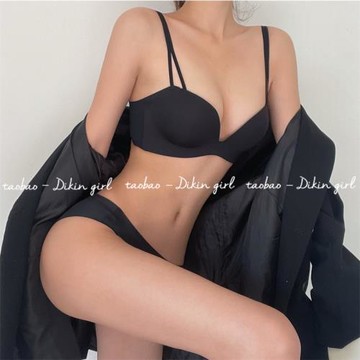 無鋼圈聚攏胸罩加厚4cm顯大光面無痕內衣女小胸平胸專用文胸套裝