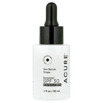 ACURE, Sun Serum Drops 抗曬霜，SPF 30，1 液量盎司（30 毫升）