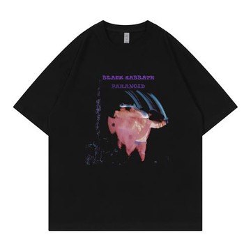 BLACK SABBATH落肩黑色安息日搖滾樂隊美式街頭復古vtg短袖T恤黑