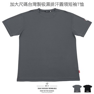 加大尺碼T恤 吸濕排汗T恤 台灣製短袖T恤 運動T恤 透氣速乾圓領T恤 素面T恤 大尺碼男裝 機能性布料短袖上衣 潮流彈性短Tee Big And Tall T-shirt Moisture Wicking T-shirt Crewneck Short Sleeve T-shirt Mens T-shirt (310-2587-21)黑色、(310-2587-22)灰色 3L 5L 7L (胸圍:52~61英吋/132~155公分) 男 [實體店面保障] sun-e