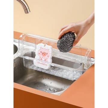 日式水槽伸縮瀝水架防水濺多用洗菜水盆專用掛架透明防水擋板4631