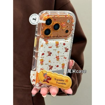 可愛 花朵鏡頭 星星人 貼皮 支架 氣墊 適用iPhone 17 16 15 14 pro max 手機殼 全包保護殼