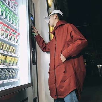 FINDSENSE H1 2018 新款 風衣 外套 水洗棉 中長款  潮男  薄外套