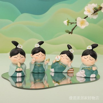 電視櫃擺件 擺件 裝飾 客廳擺件 客廳裝飾 喬遷禮物 可愛擺件古風辦公室唐仕女桌麵客廳解壓新年裝飾樹脂生日禮物女生