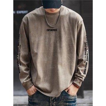 (免運)格藍鹿美式復古潮牌個性印花圓領衛衣男秋季潮牌痞帥休閑百搭長袖