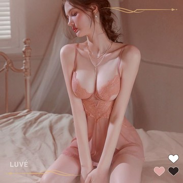 LUVE｜性感爆乳蕾絲睡衣 多色可選 性感蕾絲 深V爆乳 透視設計 集中托高V領 蕾絲 薄紗 南半球爆乳 美背 現貨